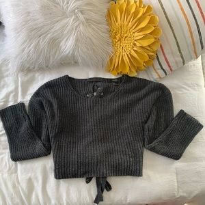 Lace-Up Cropped Sweater